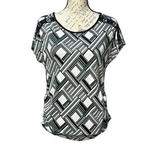 PerSeption Concept Blue and Green Blouse Size Small